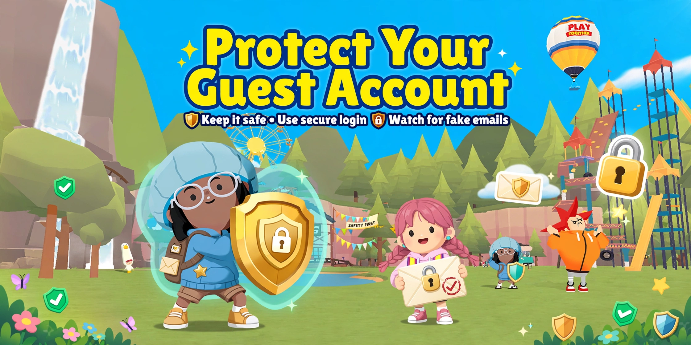 how to protect a guest account in Play Together with email and password